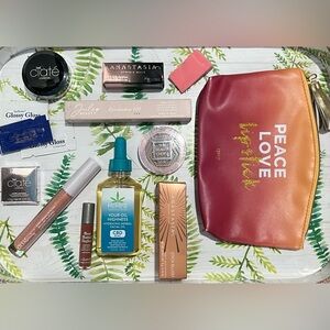 Peace Love Lipstick Bag with Assorted Cosmetics